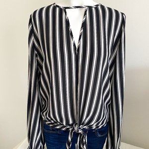 Striped Tie Front Top
